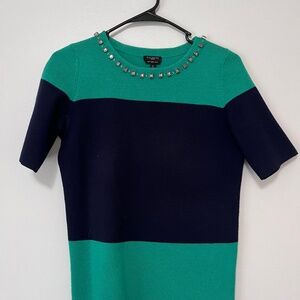 Talbots Coordinating Sweater and Skirt Kelly Green and Navy Size 4